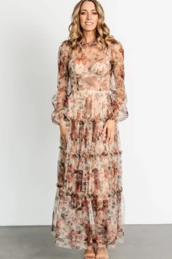 Baltic Born Stephanie Tiered Maxi Dress | Taupe Floral