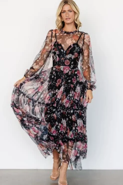 Baltic Born Stephanie Tiered Maxi Dress | Black Floral