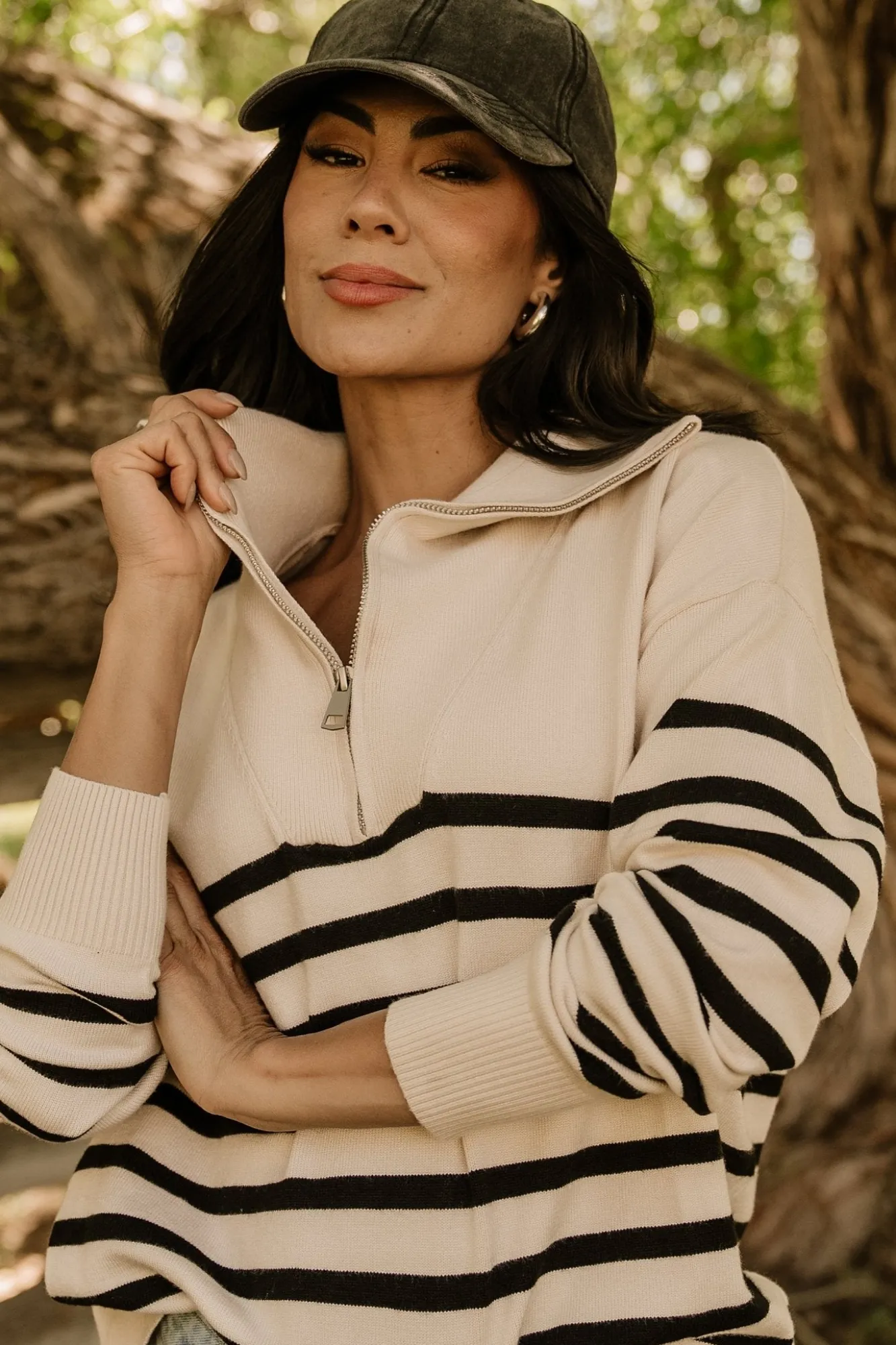 Baltic Born Sterling Half Zip Sweater | Beige + Black