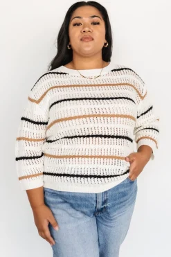 Baltic Born Sundance Knit Sweater Top | Ivory Multi Stripe