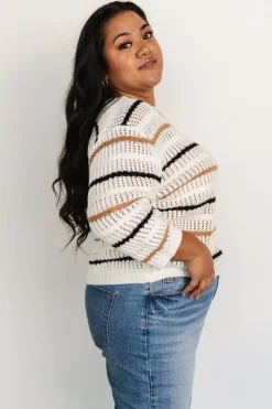 Baltic Born Sundance Knit Sweater Top | Ivory Multi Stripe
