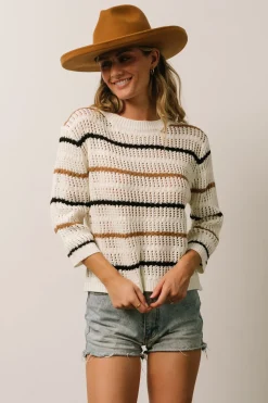 Baltic Born Sundance Knit Sweater Top | Ivory Multi Stripe