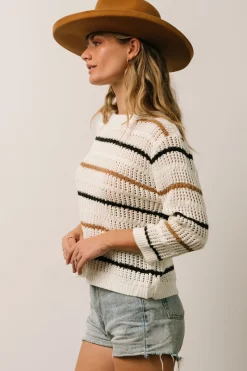 Baltic Born Sundance Knit Sweater Top | Ivory Multi Stripe