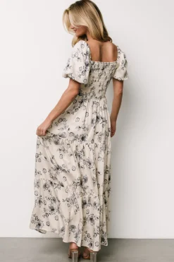 Baltic Born Susanna Smocked Maxi Dress | Ivory + Blue Floral