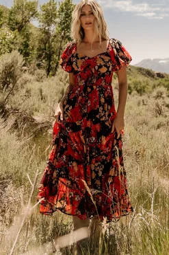Baltic Born Suzy Maxi Dress | Black + Red Multi