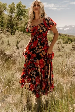 Baltic Born Suzy Maxi Dress | Black + Red Multi