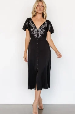 Baltic Born Swan Bead Embroidered Midi Dress |