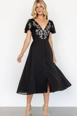 Baltic Born Swan Bead Embroidered Midi Dress |