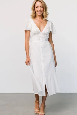 Baltic Born Swan Bead Embroidered Midi Dress | Off White