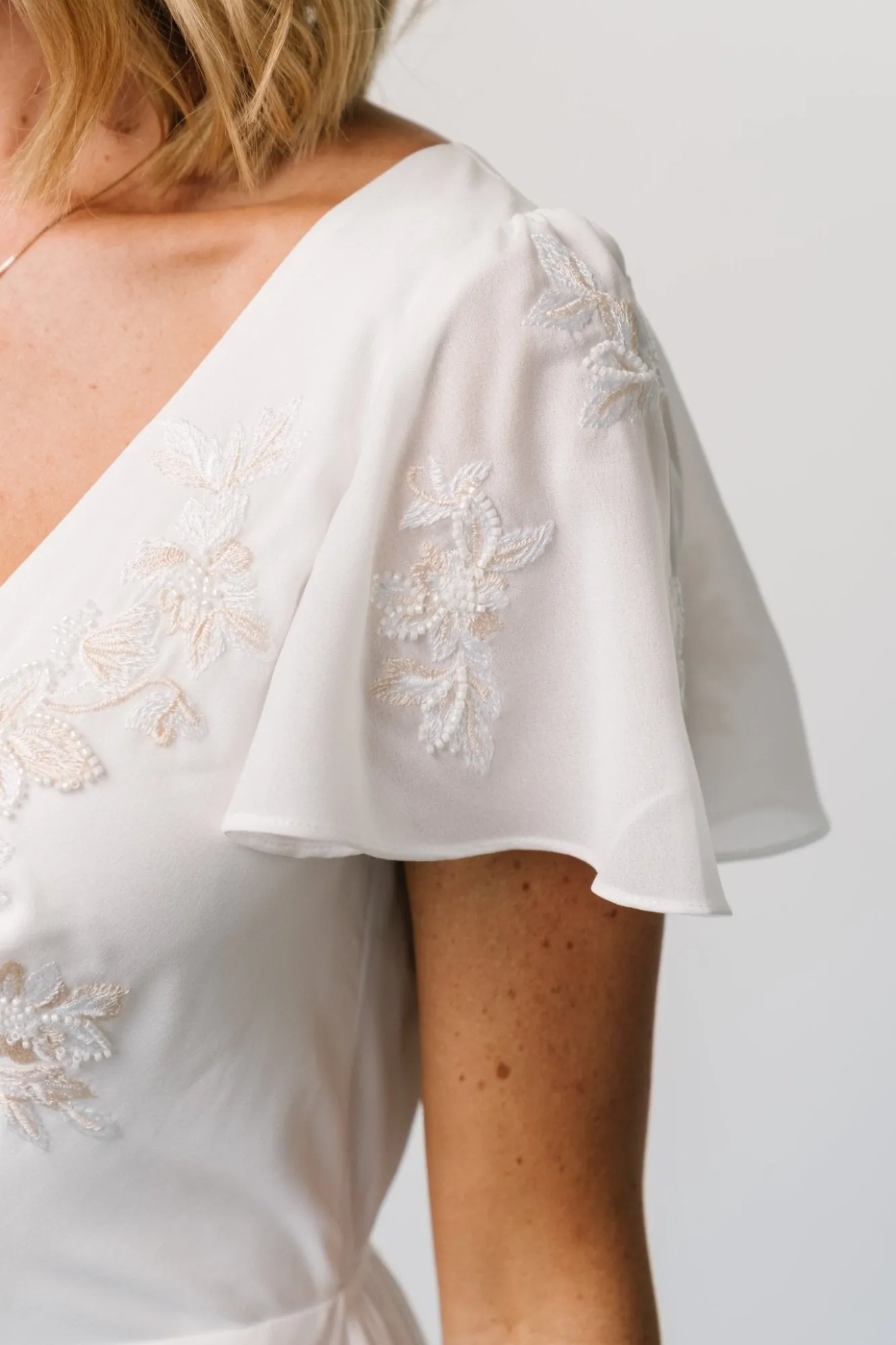 Baltic Born Swan Bead Embroidered Midi Dress | Off White