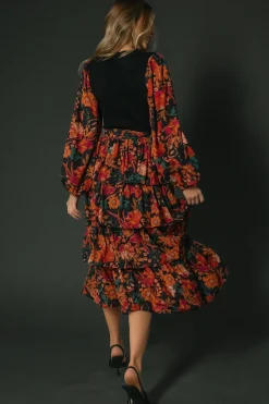 Baltic Born Sylvie Tiered Midi Dress | Black Multi
