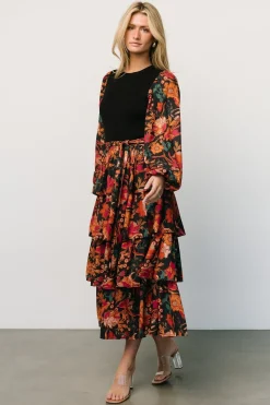 Baltic Born Sylvie Tiered Midi Dress | Black Multi