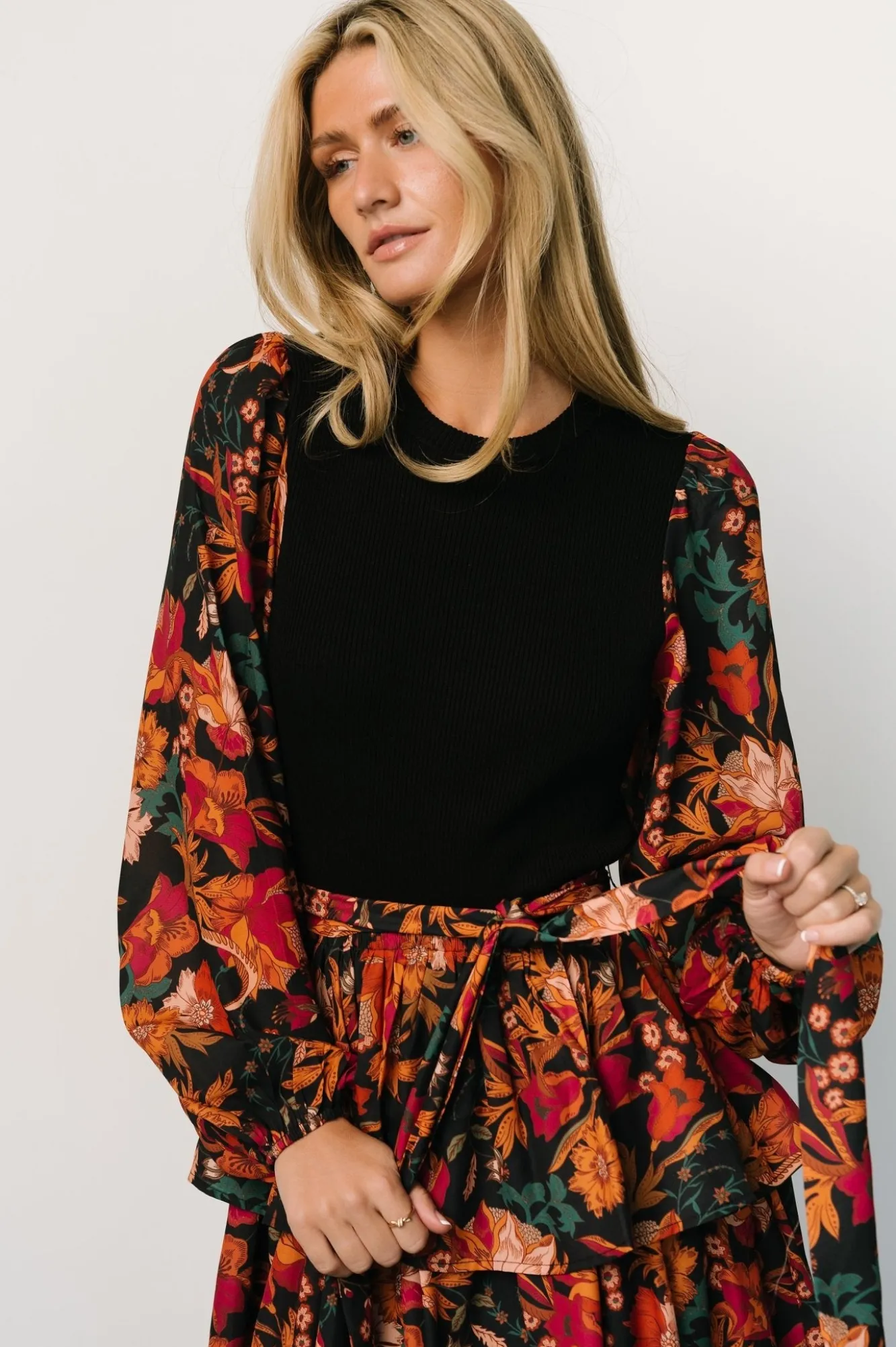 Baltic Born Sylvie Tiered Midi Dress | Black Multi