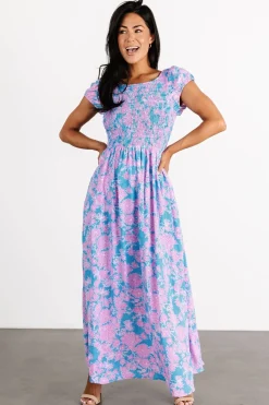 Baltic Born Tabitha Open Back Maxi Dress | Blue + Pink