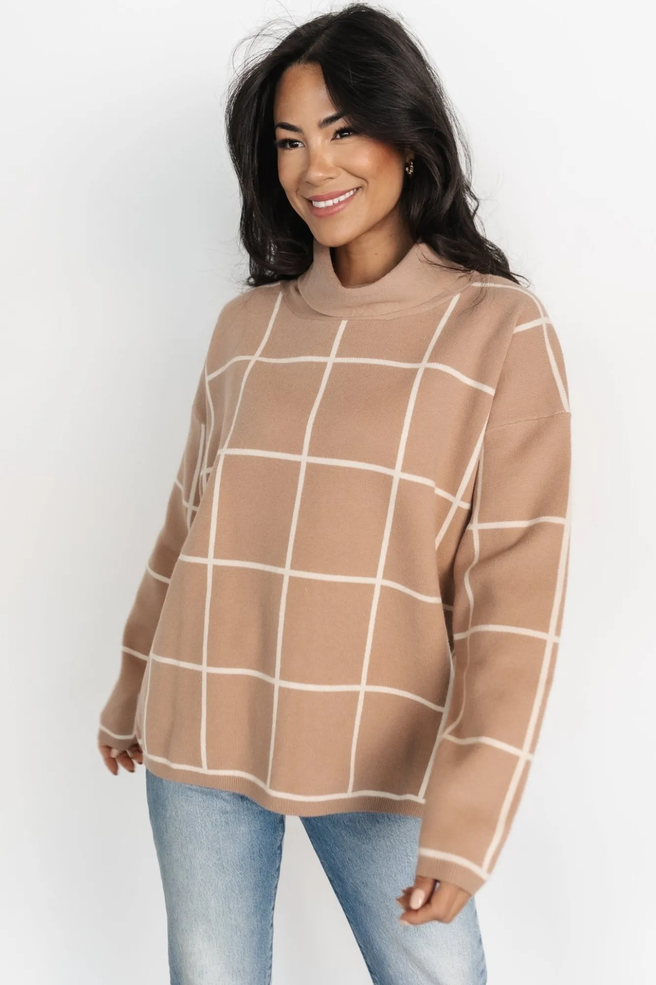Baltic Born Tahoe Turtleneck Sweater | Taupe + Cream