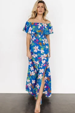 Baltic Born Talia Off Shoulder Maxi Dress | Blue Floral