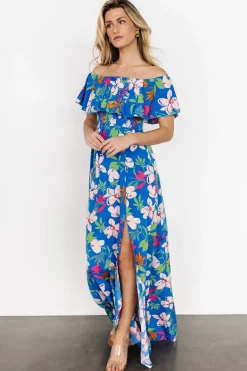 Baltic Born Talia Off Shoulder Maxi Dress | Blue Floral
