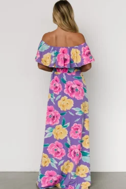 Baltic Born Talia Off Shoulder Maxi Dress | Purple Floral