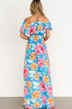 Baltic Born Talia Off Shoulder Maxi Dress | Sea Blue Floral