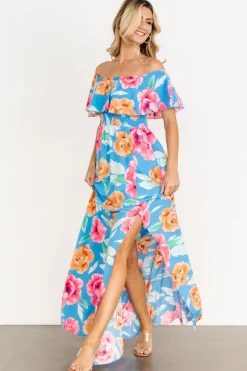 Baltic Born Talia Off Shoulder Maxi Dress | Sea Blue Floral