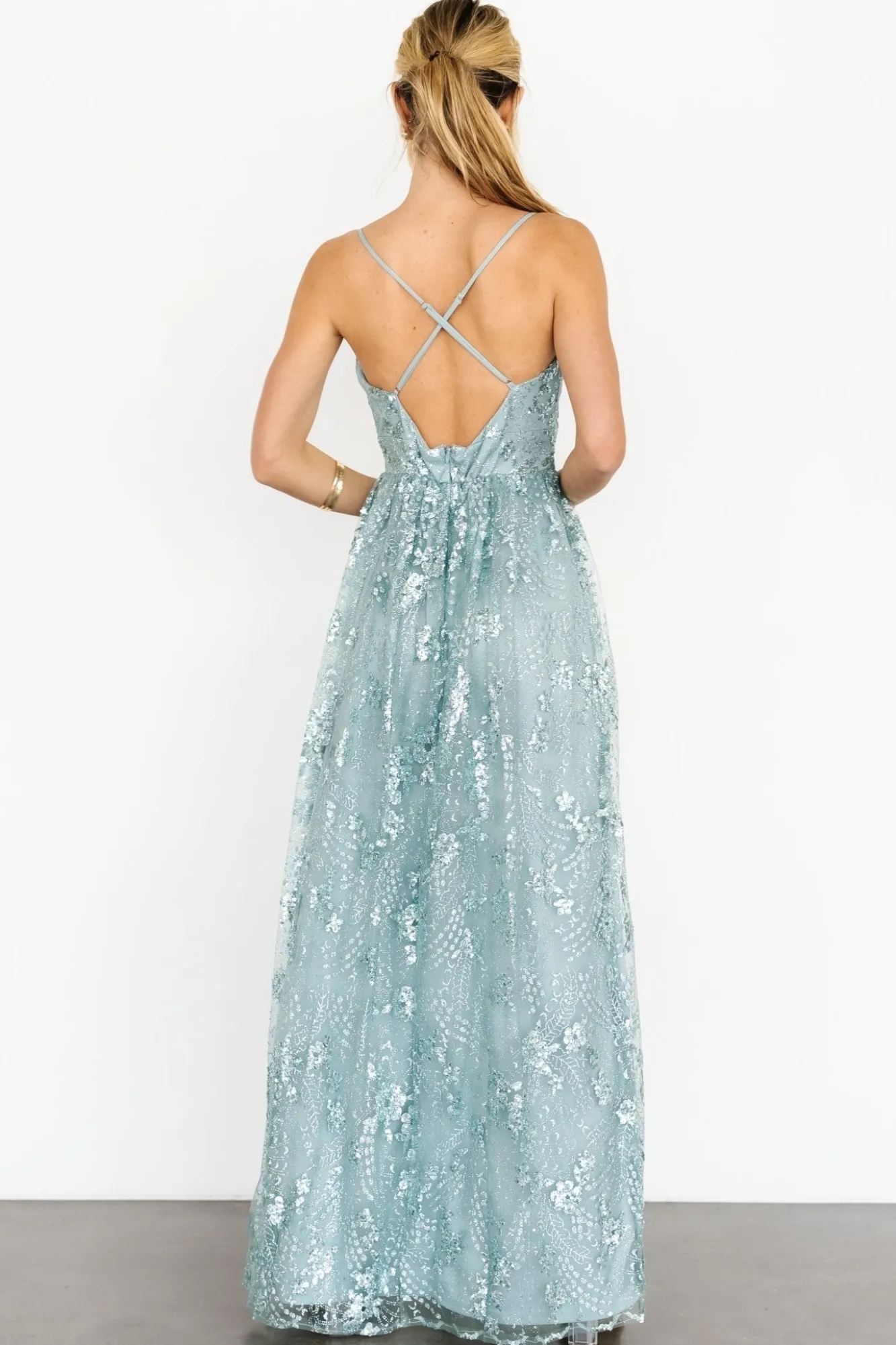 Baltic Born Tasha Sequin Gown | Sage Blue
