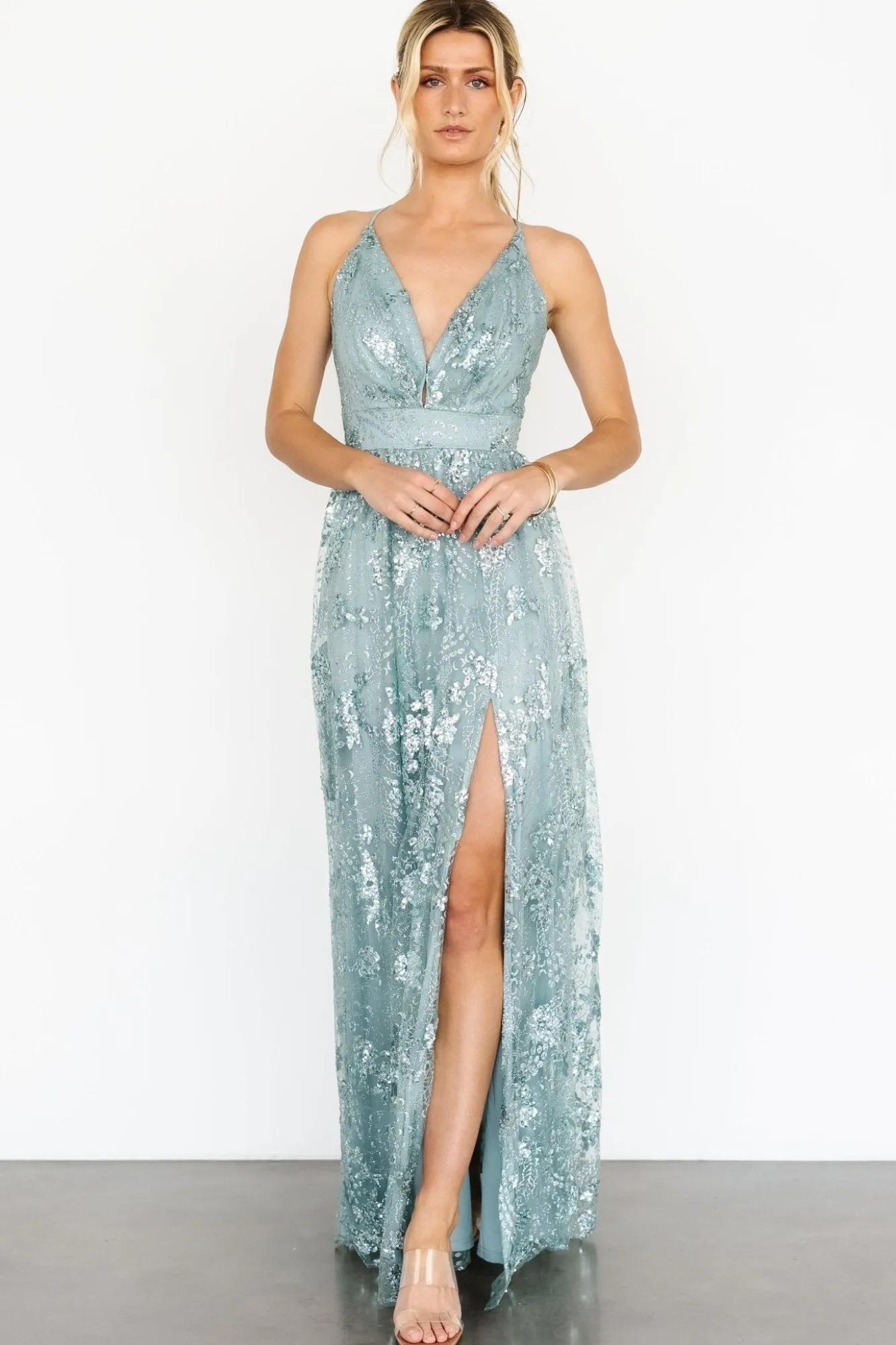 Baltic Born Tasha Sequin Gown | Sage Blue