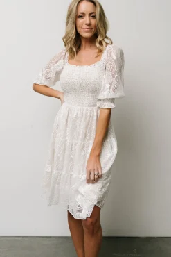 Baltic Born Tate Smocked Lace Short Dress | Off White