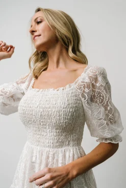 Baltic Born Tate Smocked Lace Short Dress | Off White