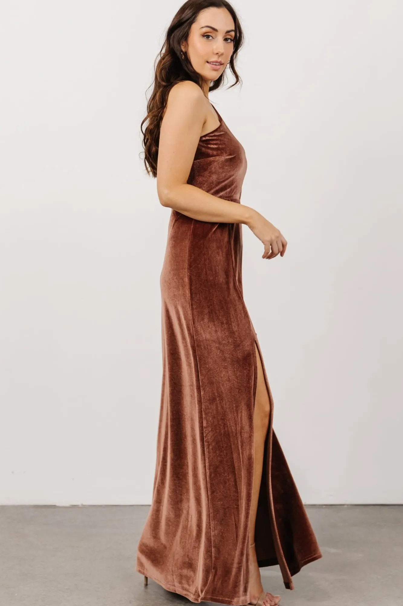 Baltic Born Tatiana Velvet One Shoulder Maxi Dress | Desert Rose