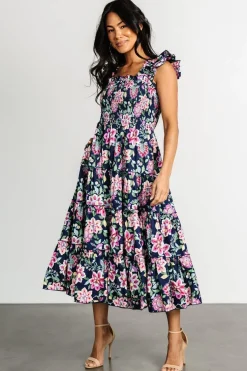 Baltic Born Tatum Smocked Tiered Dress | Navy Multi