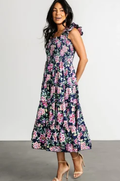 Baltic Born Tatum Smocked Tiered Dress | Navy Multi