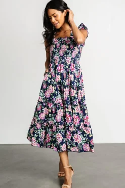 Baltic Born Tatum Smocked Tiered Dress | Navy Multi