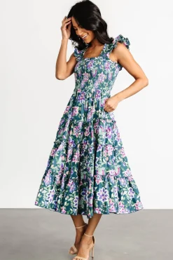 Baltic Born Tatum Smocked Tiered Dress | Green Multi
