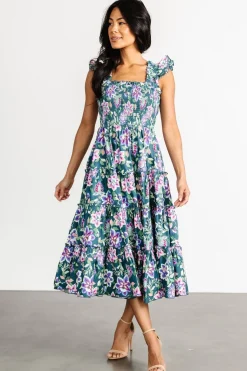 Baltic Born Tatum Smocked Tiered Dress | Green Multi
