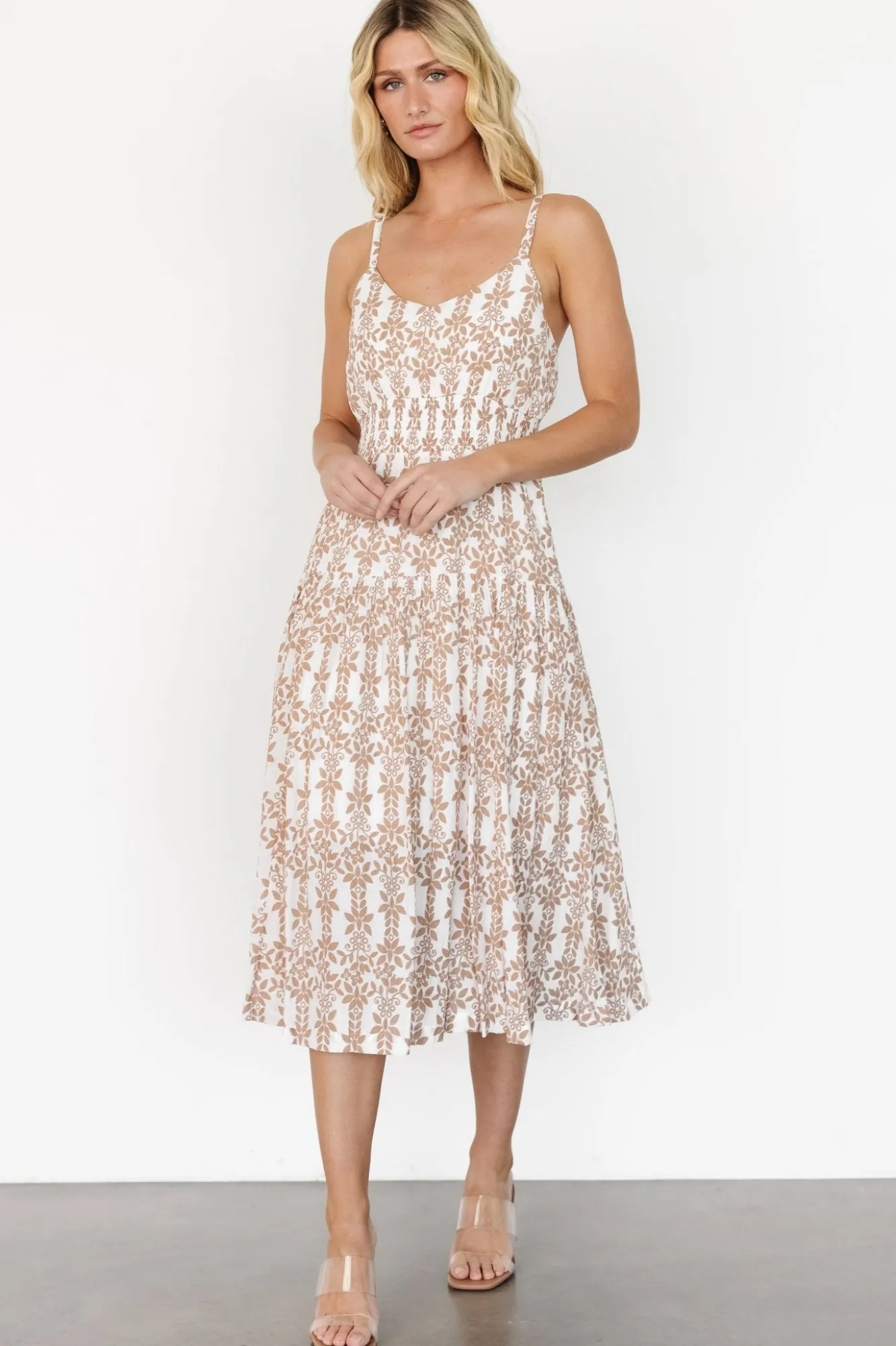 Baltic Born Thebes Tank Midi Dress | Taupe Print