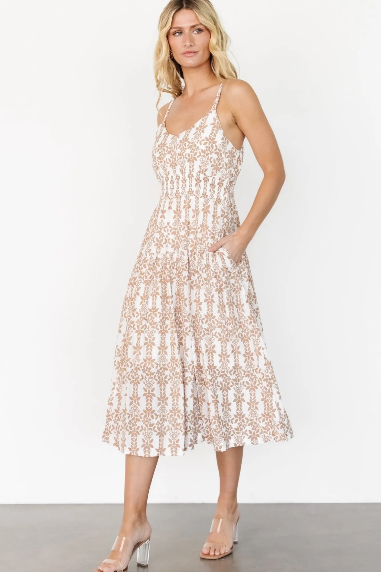 Baltic Born Thebes Tank Midi Dress | Taupe Print
