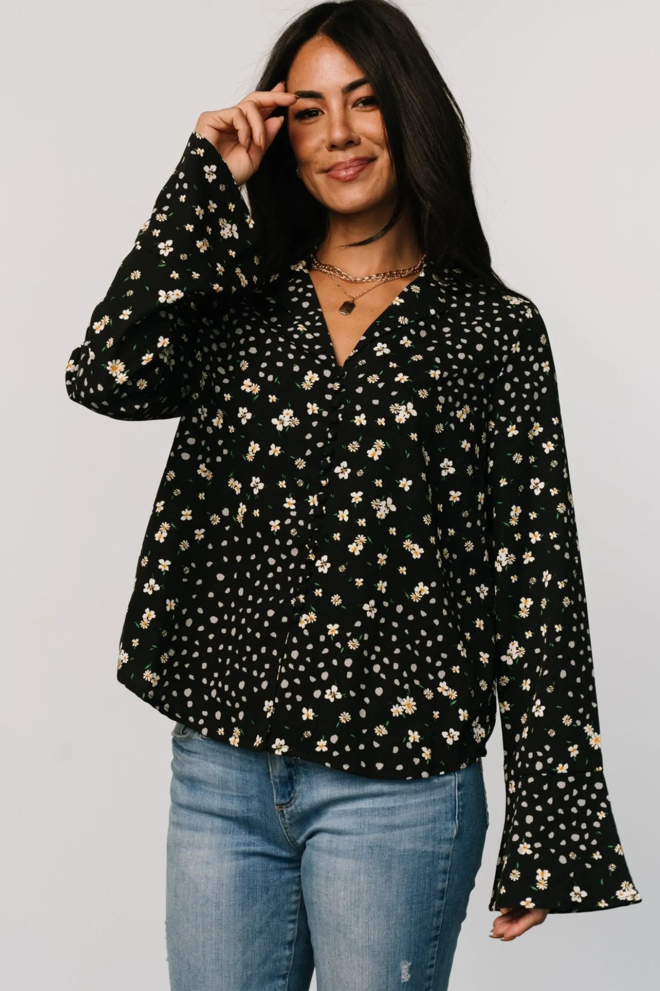 Baltic Born Thelma Button Blouse | Black Print