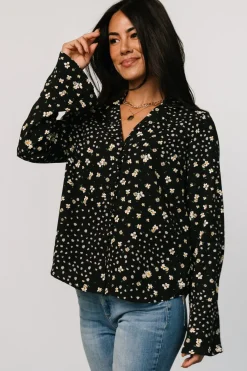 Baltic Born Thelma Button Blouse | Black Print