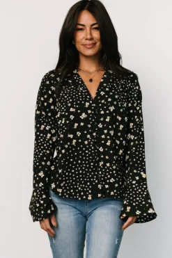 Baltic Born Thelma Button Blouse | Black Print