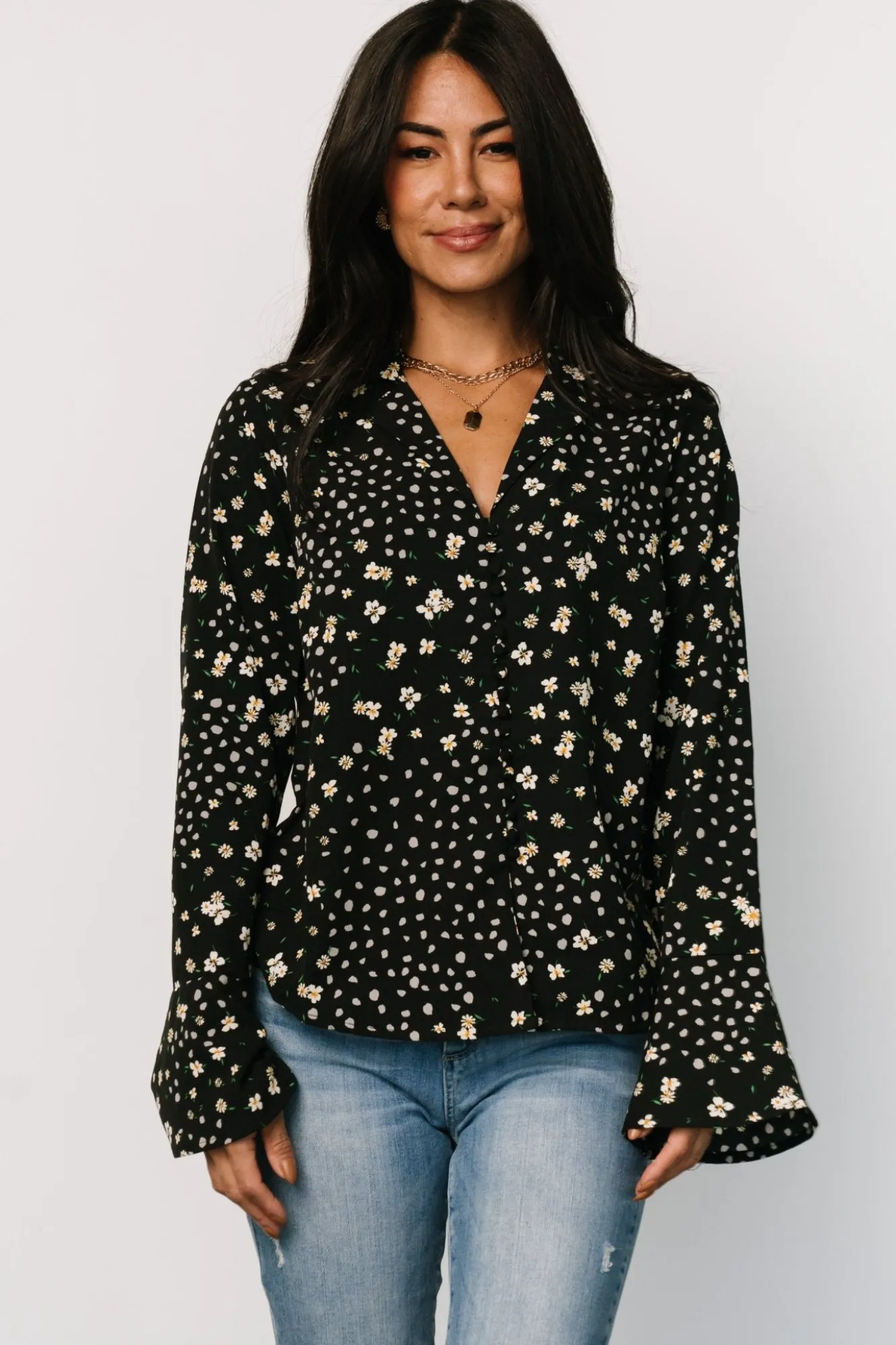 Baltic Born Thelma Button Blouse | Black Print