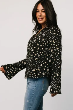 Baltic Born Thelma Button Blouse | Black Print