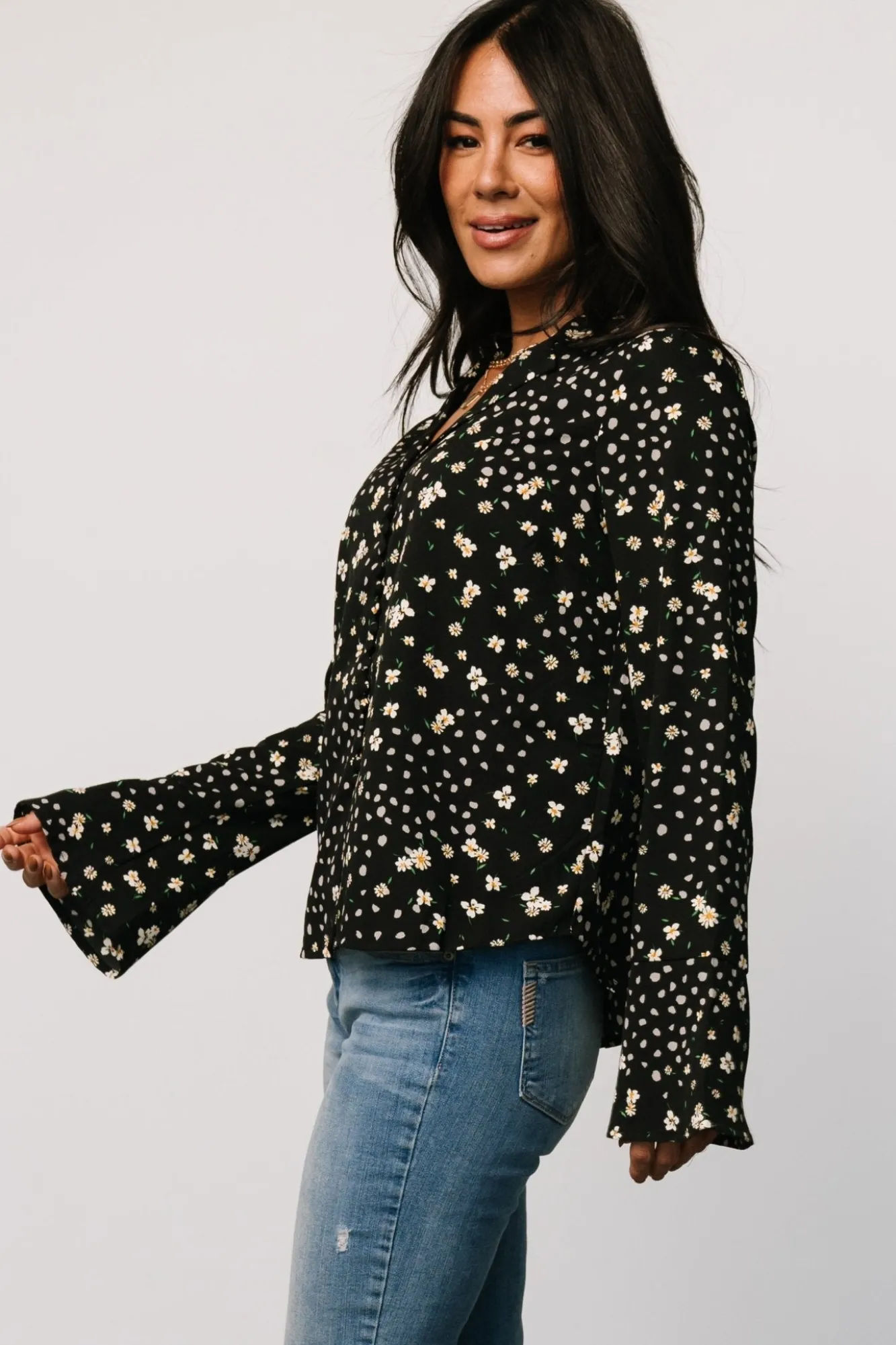 Baltic Born Thelma Button Blouse | Black Print