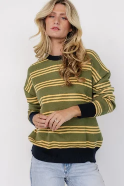Baltic Born Thomas Striped Sweater | Olive Multi