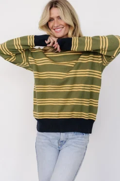 Baltic Born Thomas Striped Sweater | Olive Multi