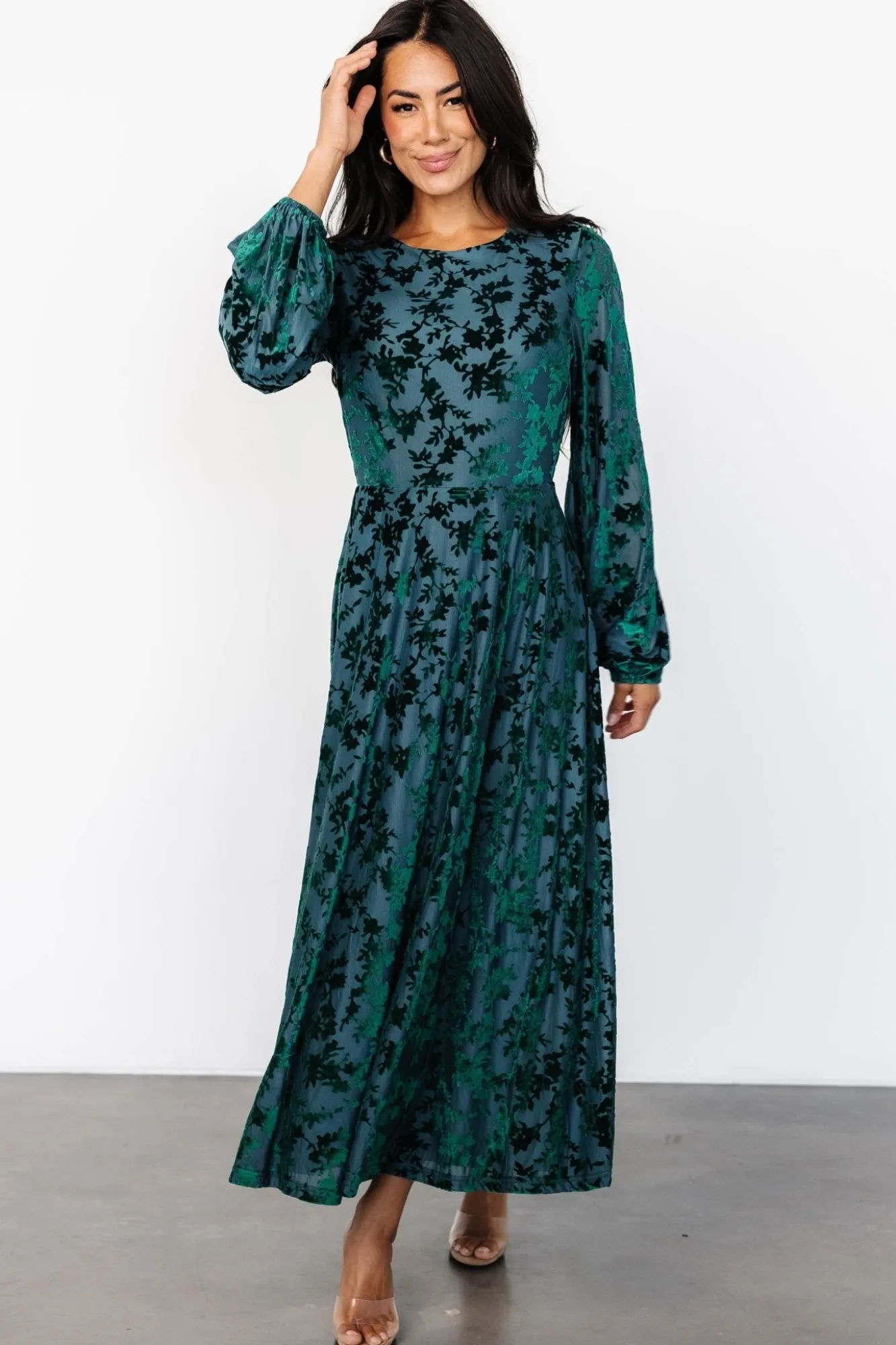 Baltic Born Thora Velvet Dress | Emerald Floral