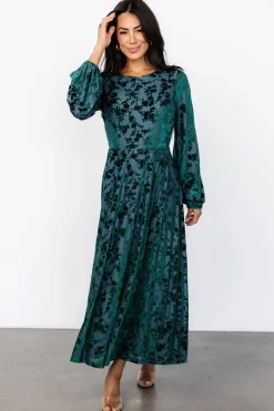 Baltic Born Thora Velvet Dress | Emerald Floral
