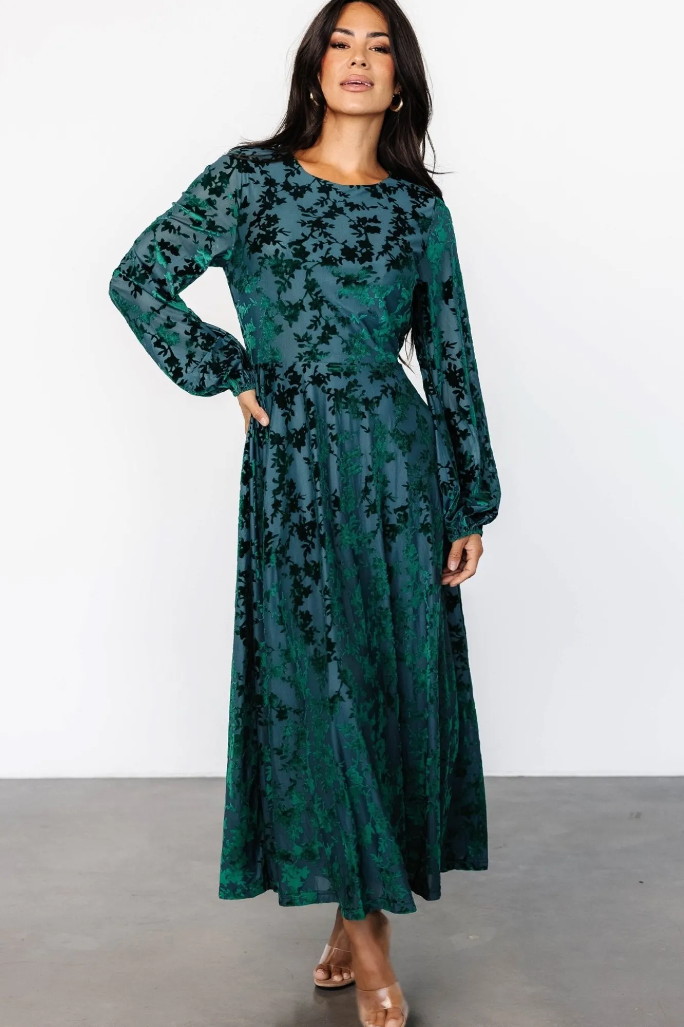 Baltic Born Thora Velvet Dress | Emerald Floral
