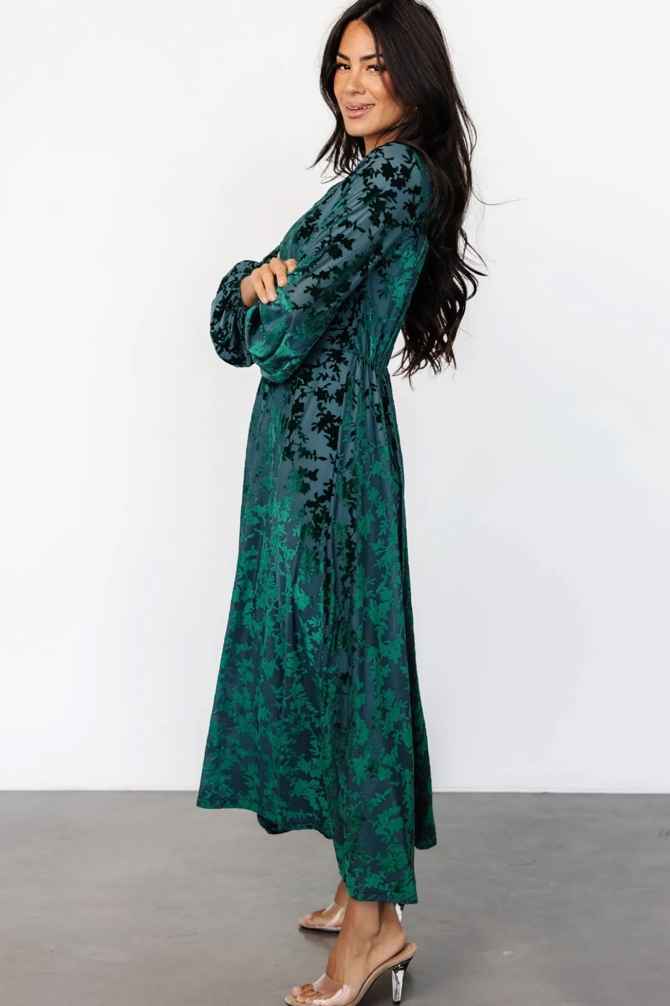 Baltic Born Thora Velvet Dress | Emerald Floral