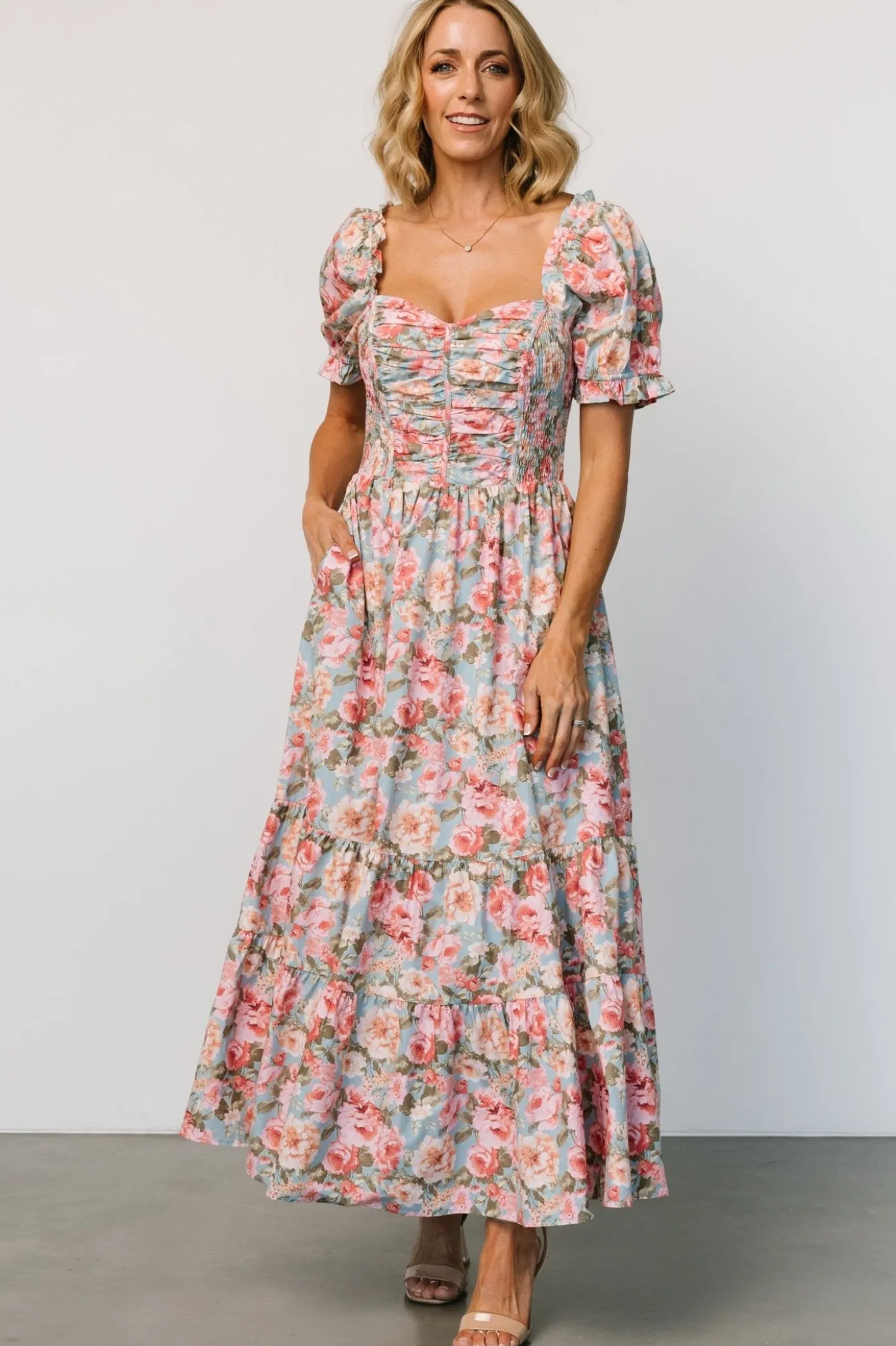 Baltic Born Tiana Maxi Dress | Vintage Blue + Pink Floral