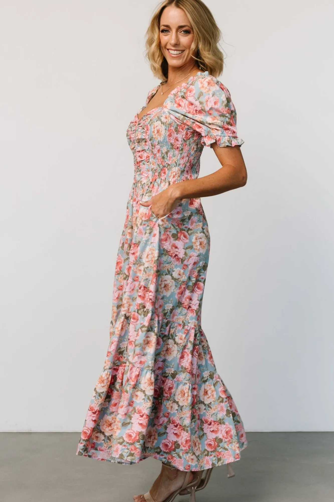 Baltic Born Tiana Maxi Dress | Vintage Blue + Pink Floral